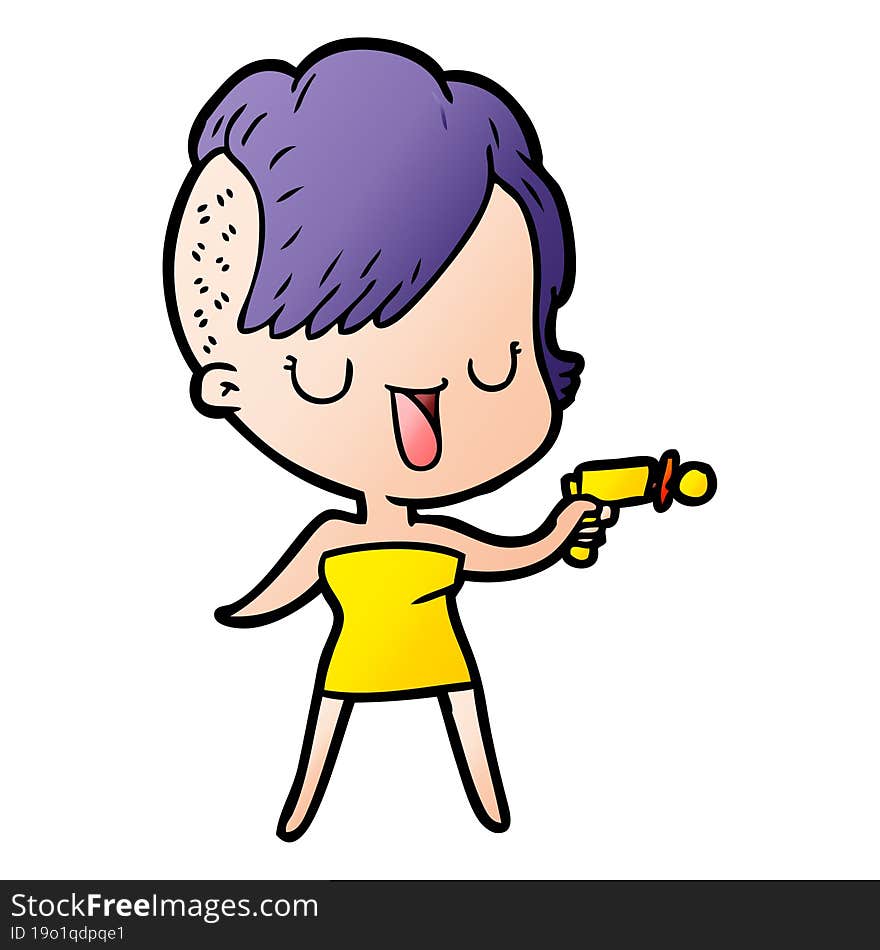 cute cartoon girl with hipster haircut. cute cartoon girl with hipster haircut