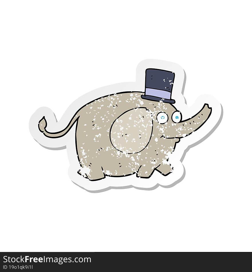 retro distressed sticker of a cartoon elephant