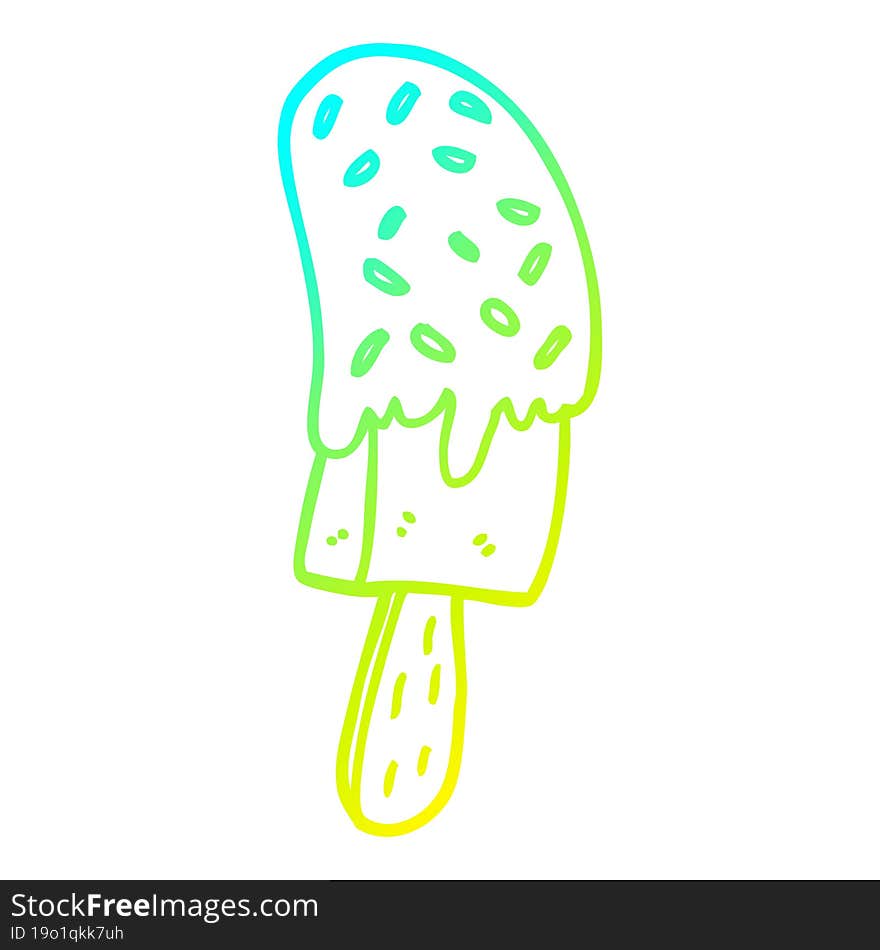 cold gradient line drawing cartoon ice cream lolly