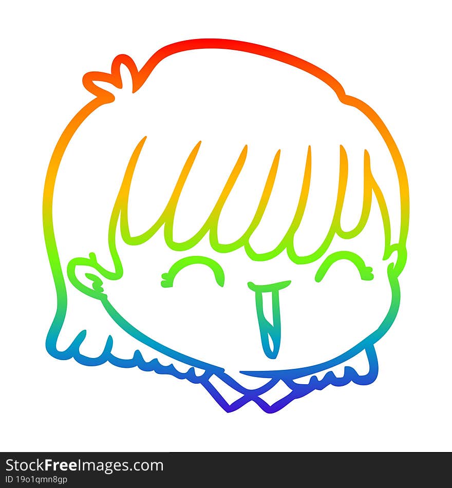 rainbow gradient line drawing cartoon female face