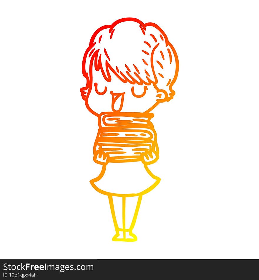 warm gradient line drawing cartoon woman talking