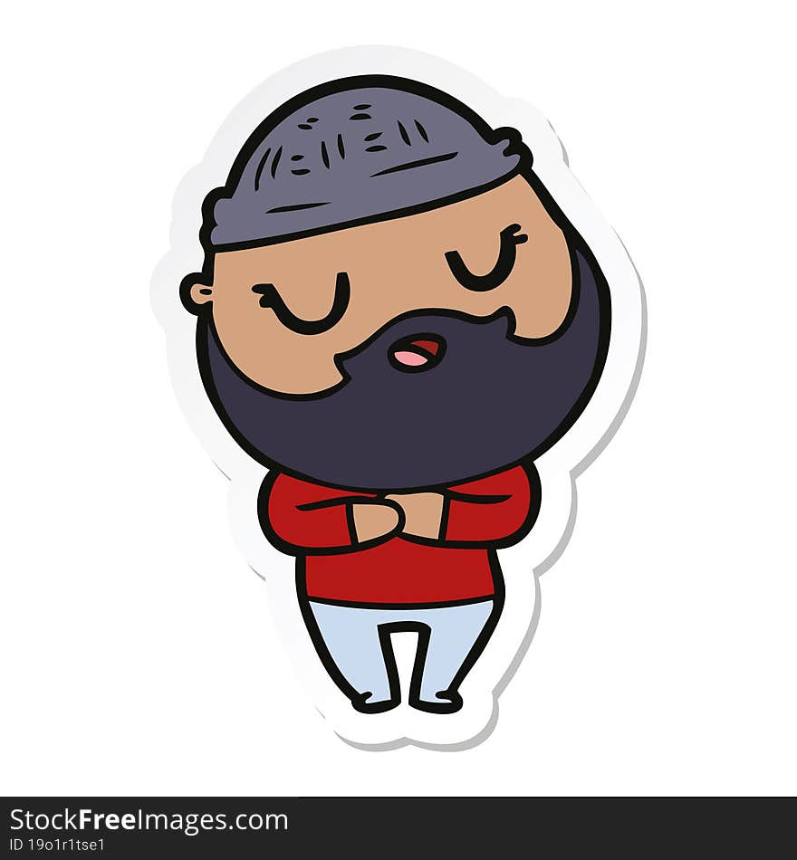 sticker of a cute cartoon man with beard