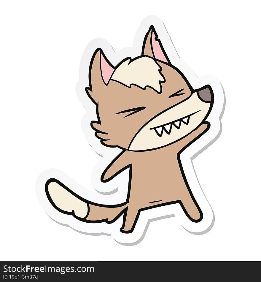 Sticker Of A Angry Wolf Cartoon