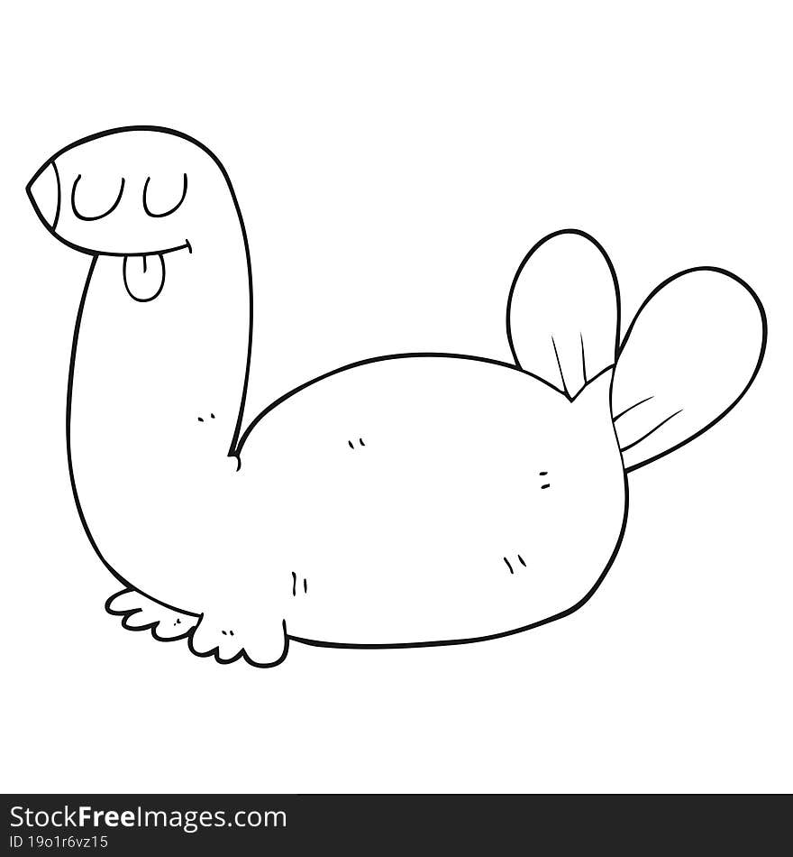 Black And White Cartoon Seal