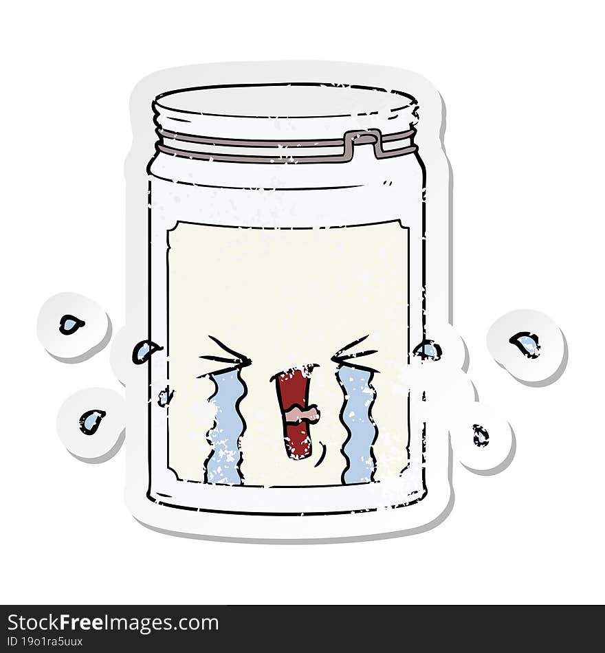 Distressed Sticker Of A Cartoon Glass Jar