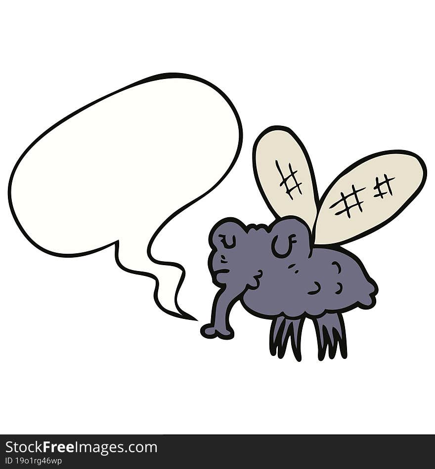 Cartoon Fly And Speech Bubble