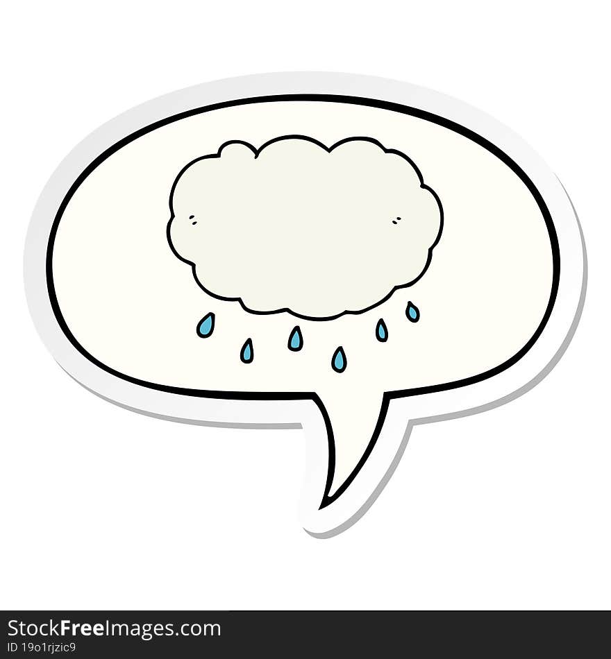 cartoon rain cloud with speech bubble sticker