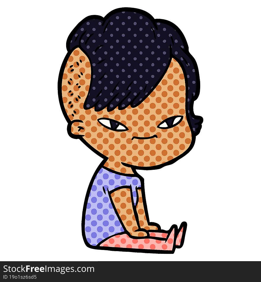 cute cartoon girl with hipster haircut. cute cartoon girl with hipster haircut