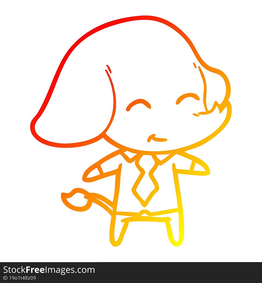 Warm Gradient Line Drawing Cute Cartoon Boss Elephant