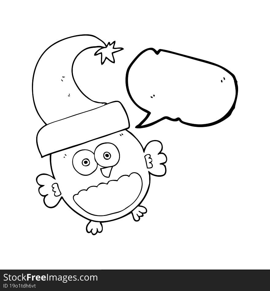 speech bubble cartoon little christmas owl