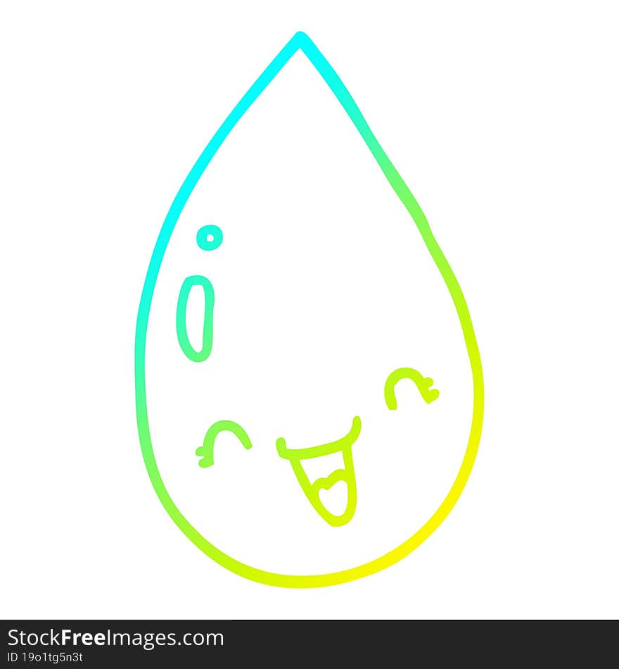 cold gradient line drawing of a cartoon raindrop