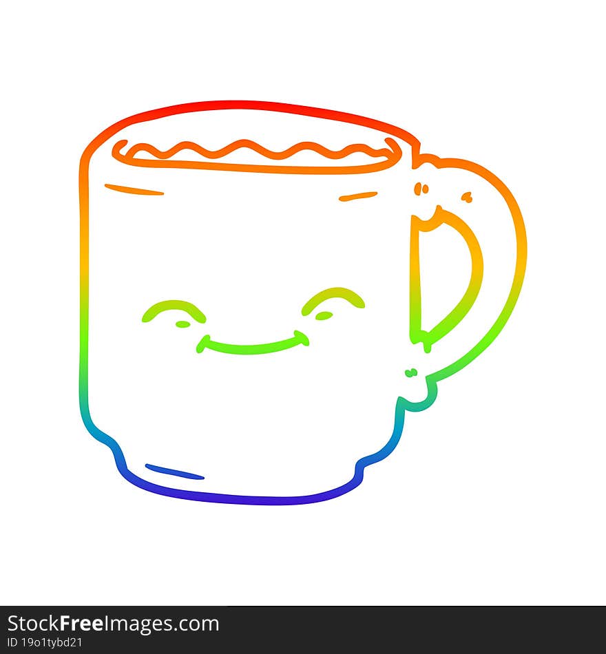 Rainbow Gradient Line Drawing Cartoon Coffee Mug