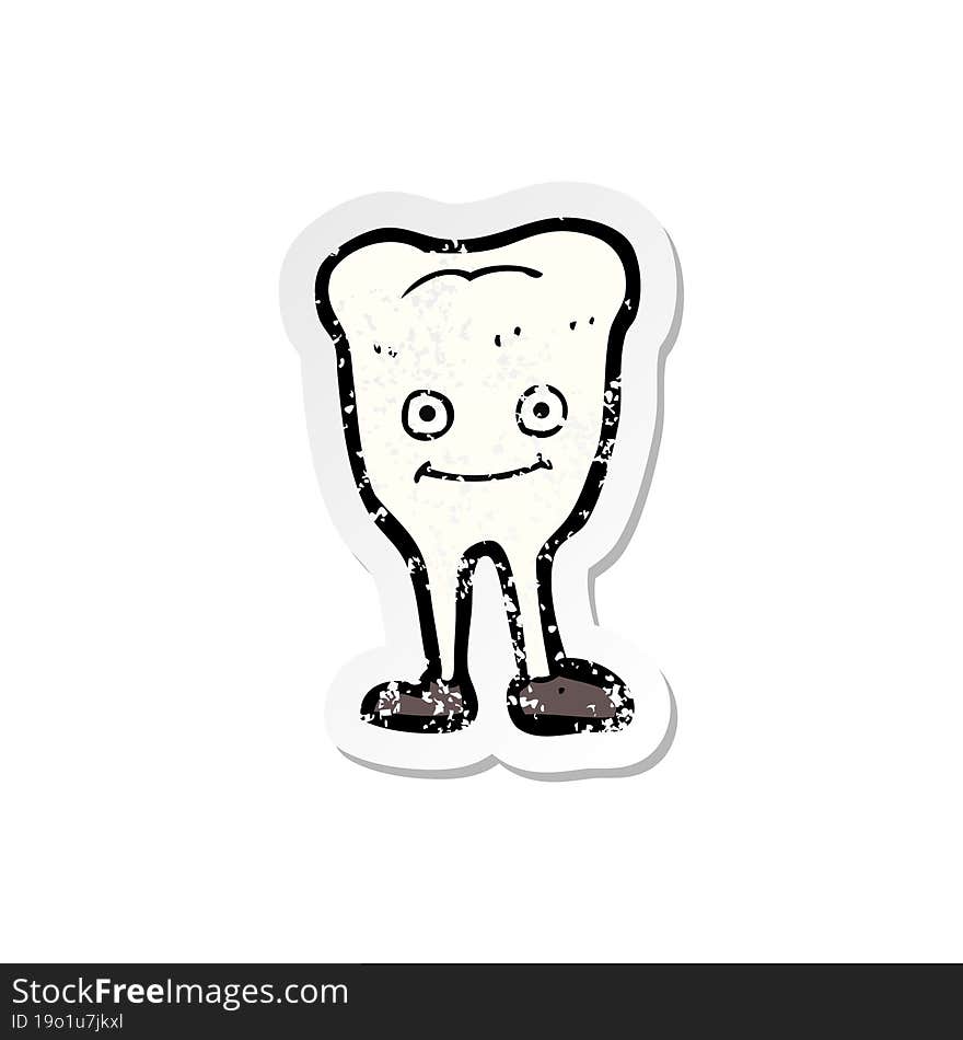 retro distressed sticker of a cartoon happy tooth