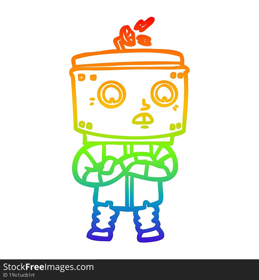 rainbow gradient line drawing cartoon robot