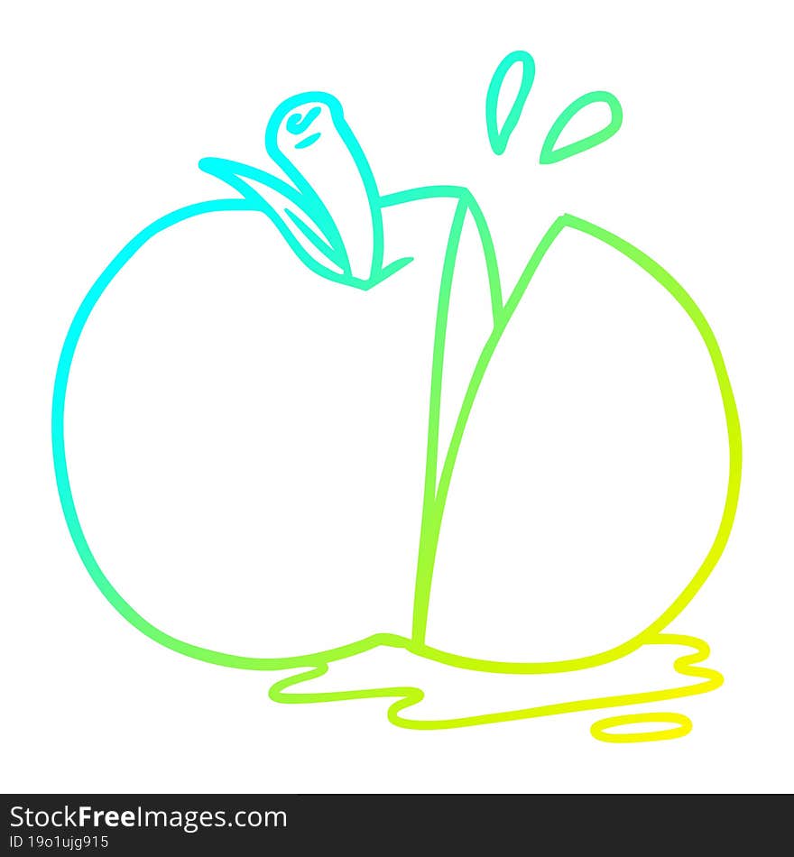 cold gradient line drawing cartoon sliced apple