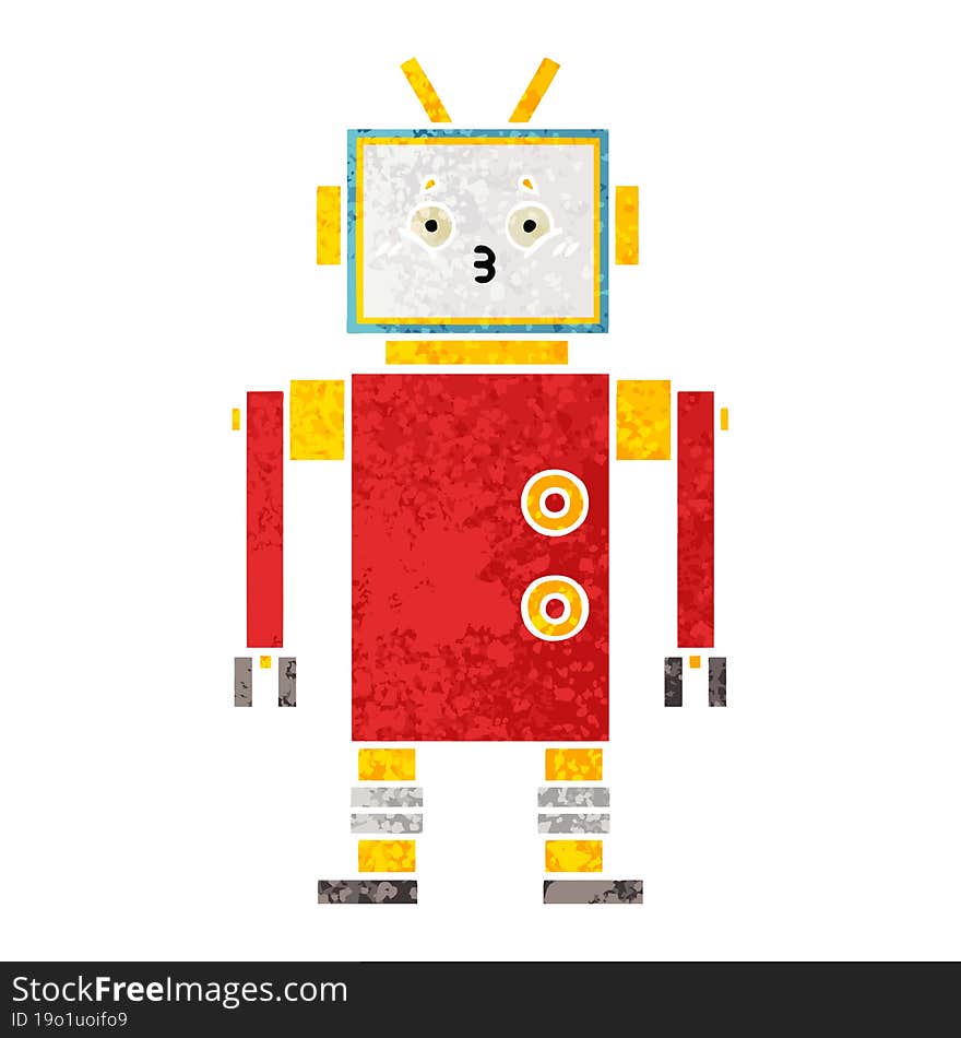 Retro Illustration Style Cartoon Robot