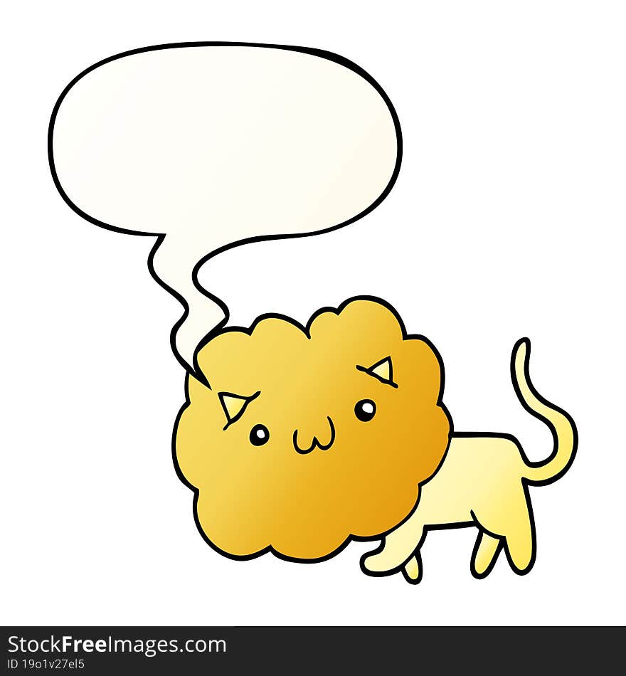 cartoon lion and speech bubble in smooth gradient style