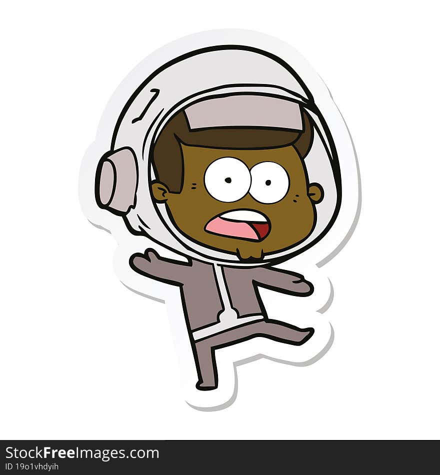 Sticker Of A Cartoon Surprised Astronaut