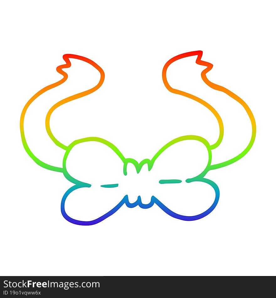 rainbow gradient line drawing of a cartoon bow tie