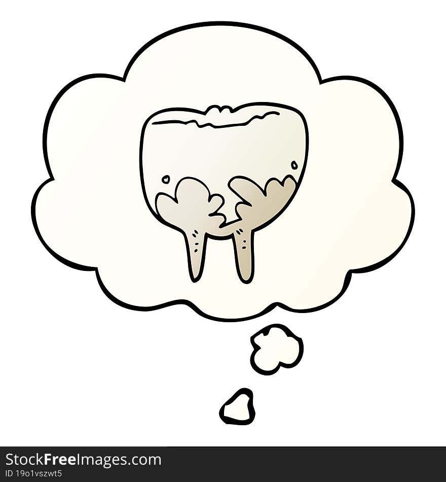 cartoon tooth and thought bubble in smooth gradient style