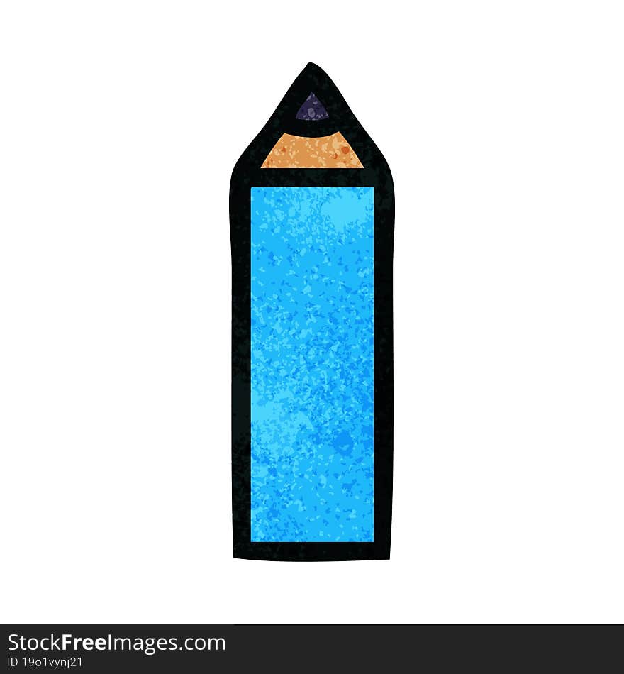 Retro Grunge Texture Cartoon Blue Pencil