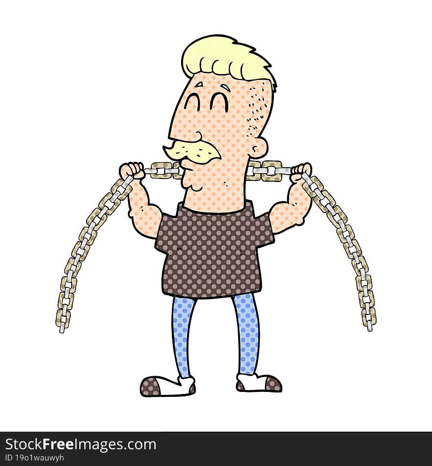 Cartoon Man Lifting Chain