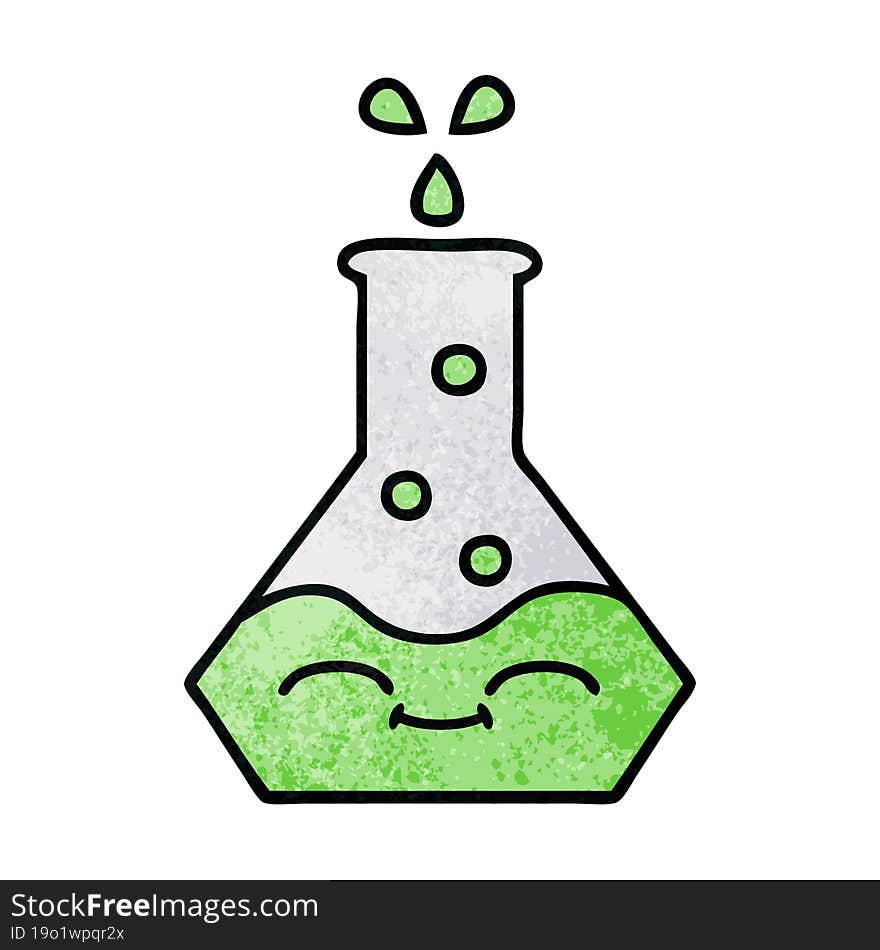 Retro Grunge Texture Cartoon Science Beaker