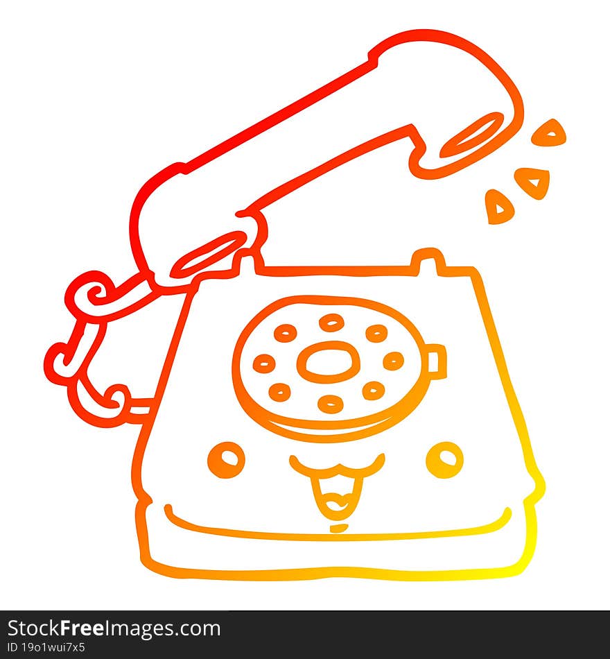 warm gradient line drawing cute cartoon telephone