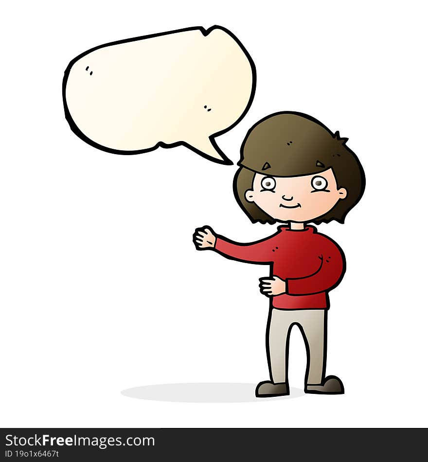 Cartoon Happy Person With Speech Bubble