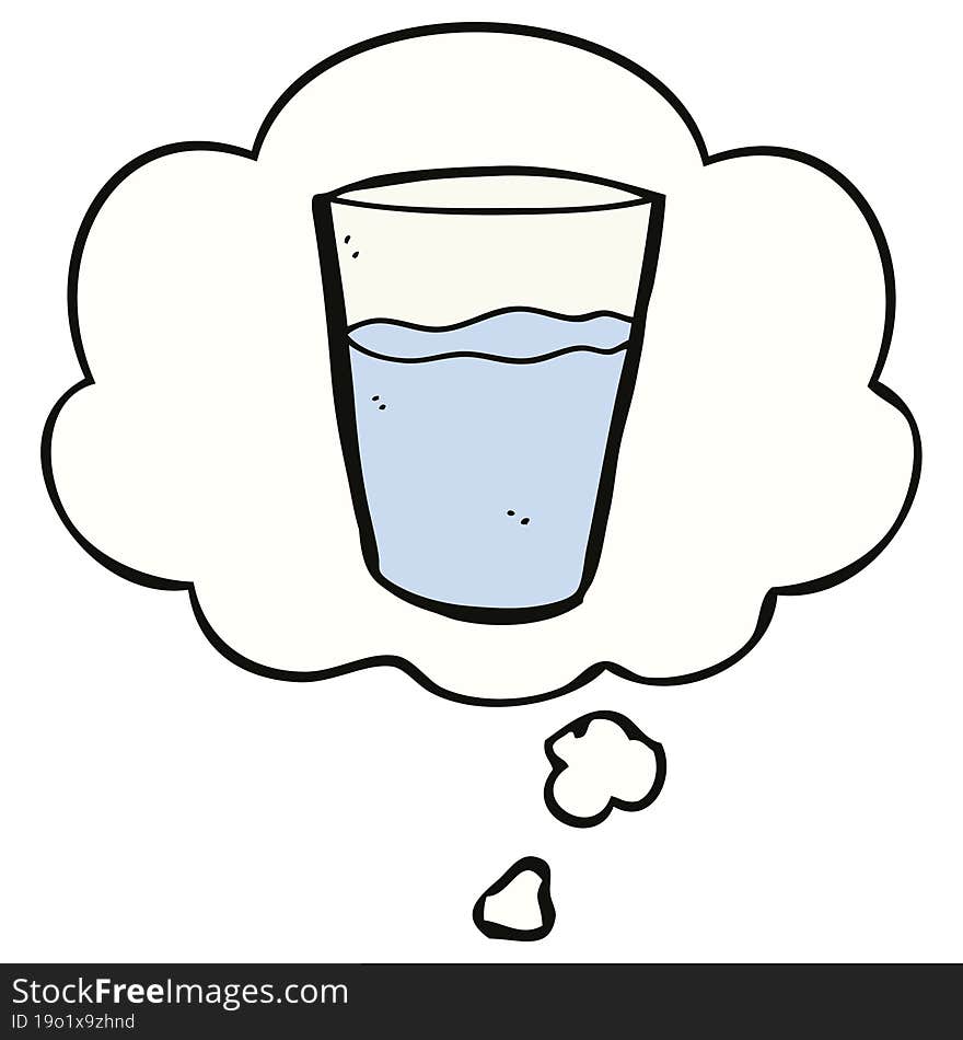 cartoon glass of water with thought bubble. cartoon glass of water with thought bubble