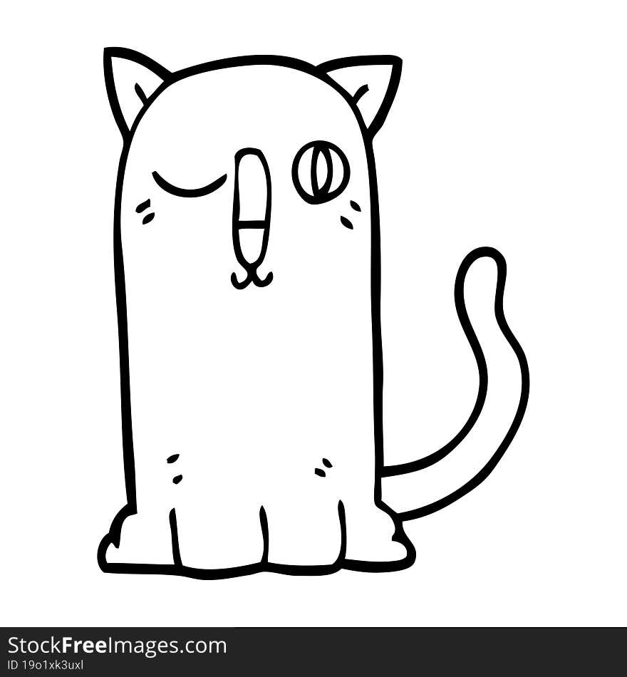 line drawing cartoon funny cat