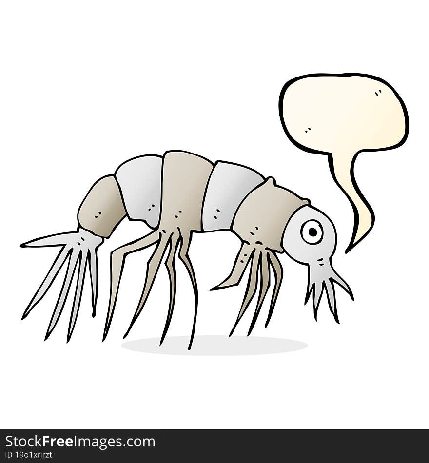 cartoon shrimp with speech bubble