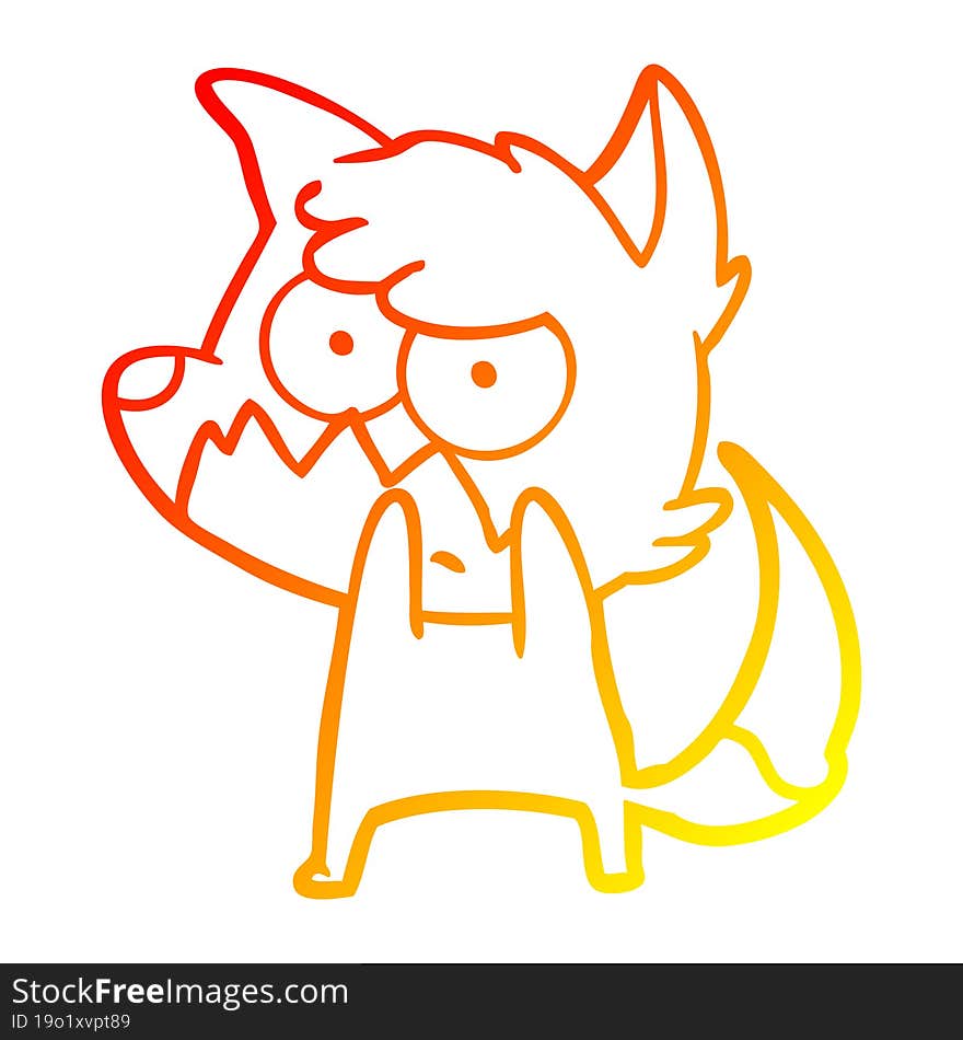 Warm Gradient Line Drawing Cartoon Annoyed Fox