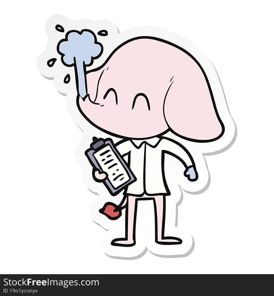 sticker of a cute cartoon elephant spouting water