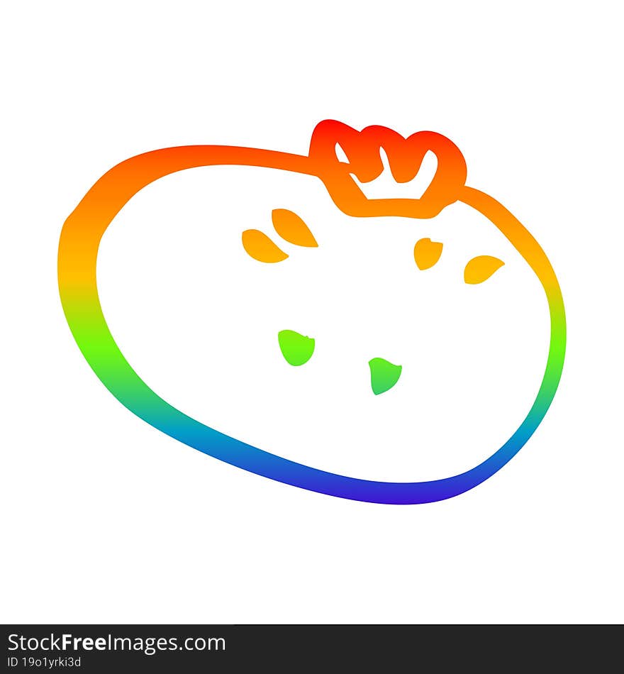 Rainbow Gradient Line Drawing Cartoon Tomato