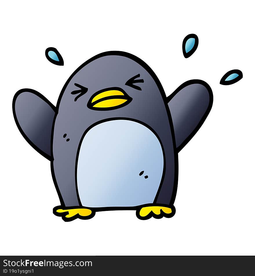 vector gradient illustration cartoon flapping penguin