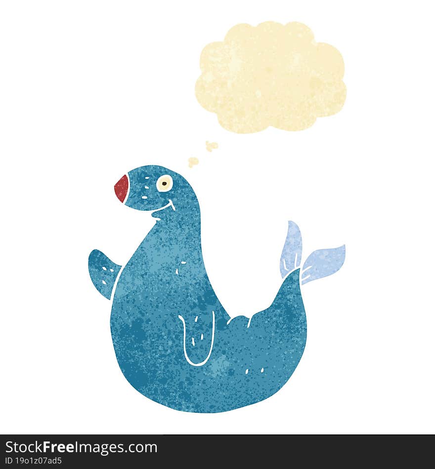 cartoon seal with thought bubble