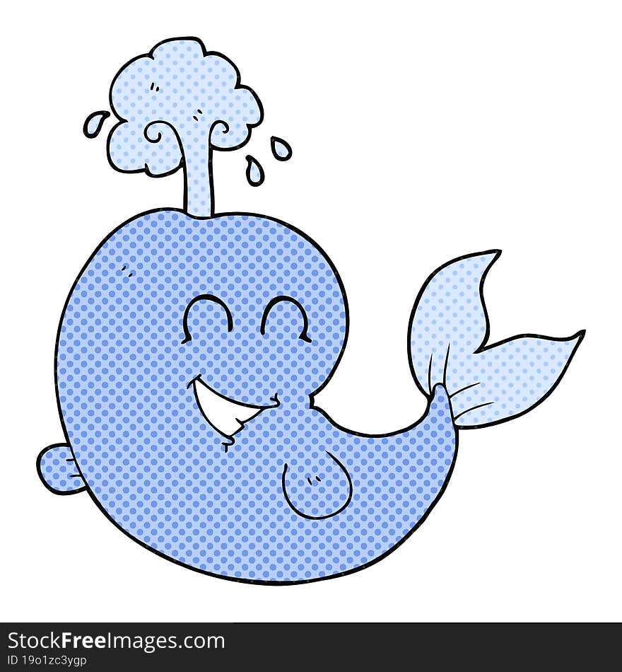 freehand drawn cartoon whale spouting water