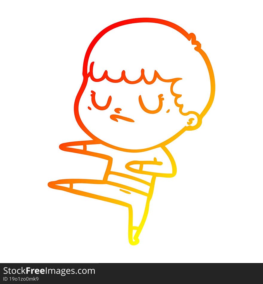 Warm Gradient Line Drawing Cartoon Grumpy Boy