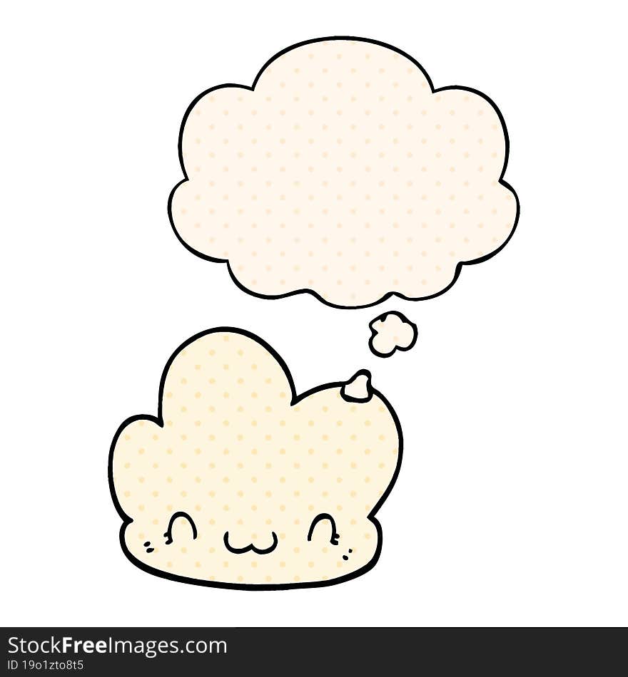 cartoon cloud and thought bubble in comic book style