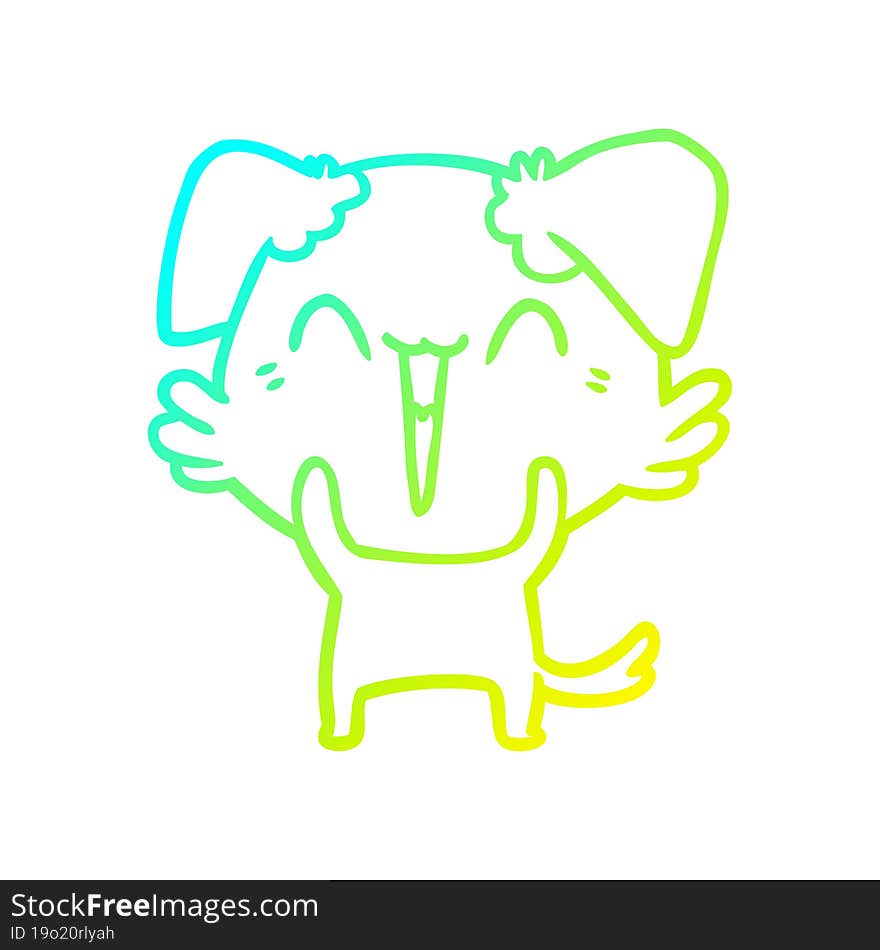 cold gradient line drawing happy little dog cartoon