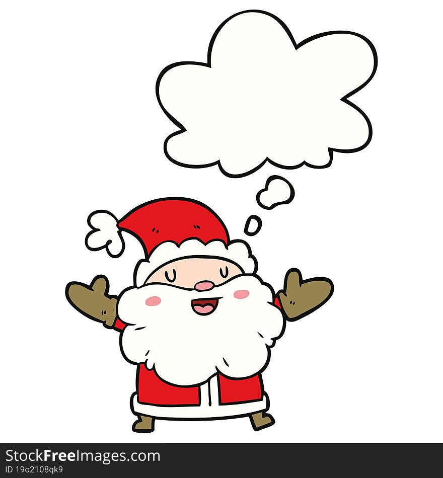 Cartoon Santa Claus And Thought Bubble