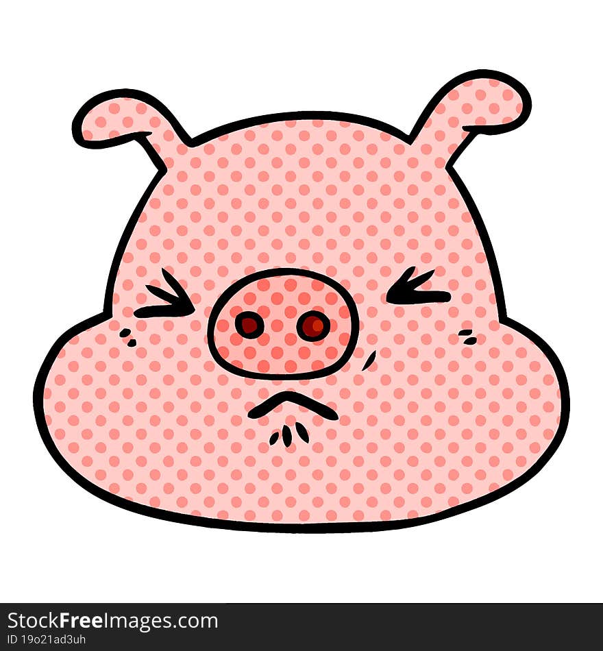 cartoon angry pig face. cartoon angry pig face