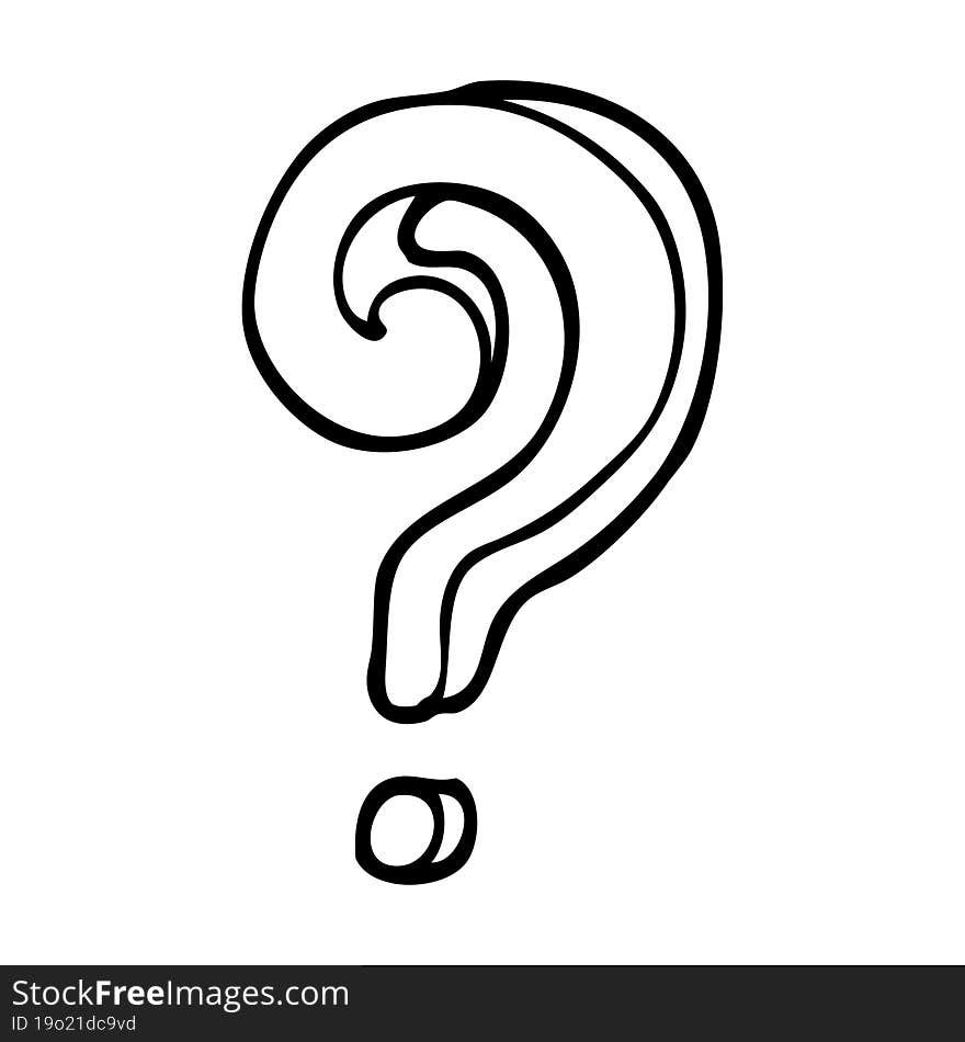 black and white cartoon question mark