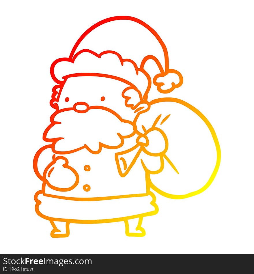 warm gradient line drawing santa claus