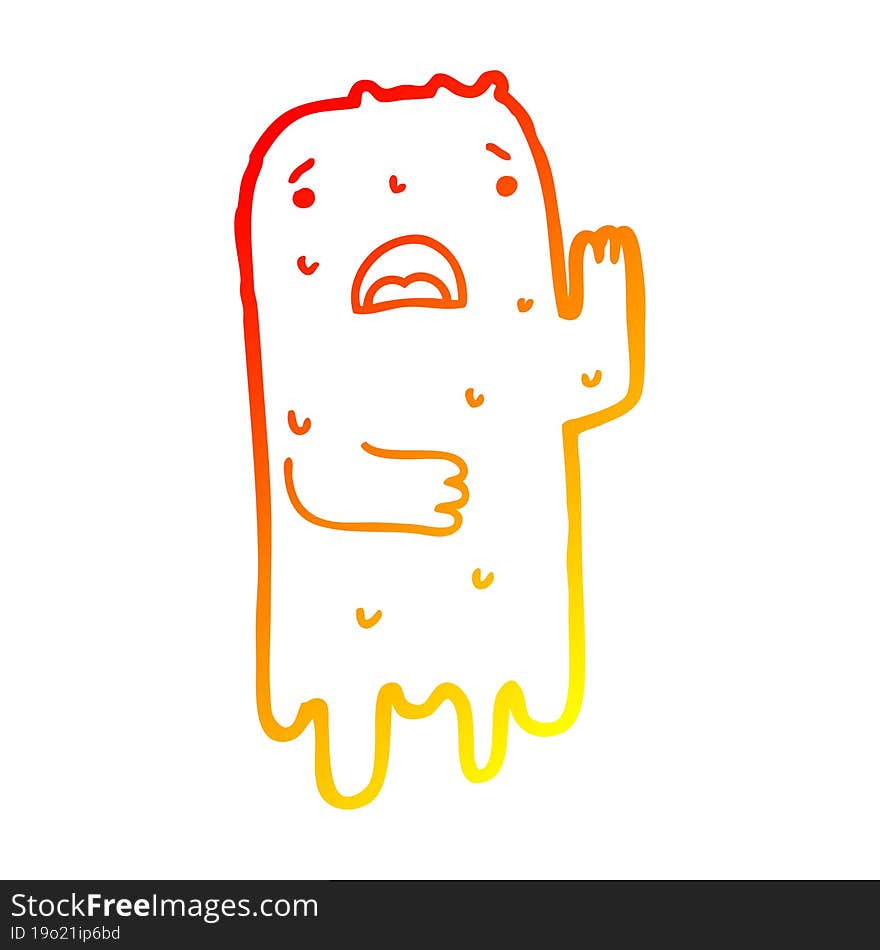 warm gradient line drawing of a cartoon ghost