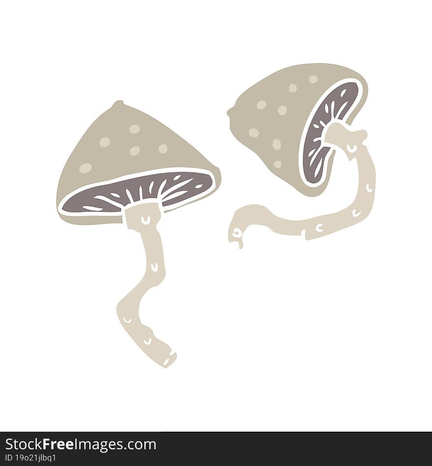 flat color style cartoon wild mushrooms