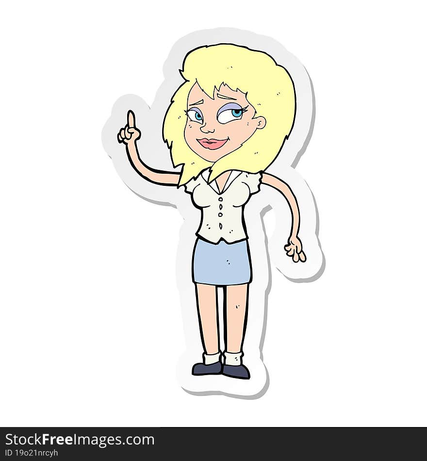 Sticker Of A Cartoon Pretty Woman With Idea