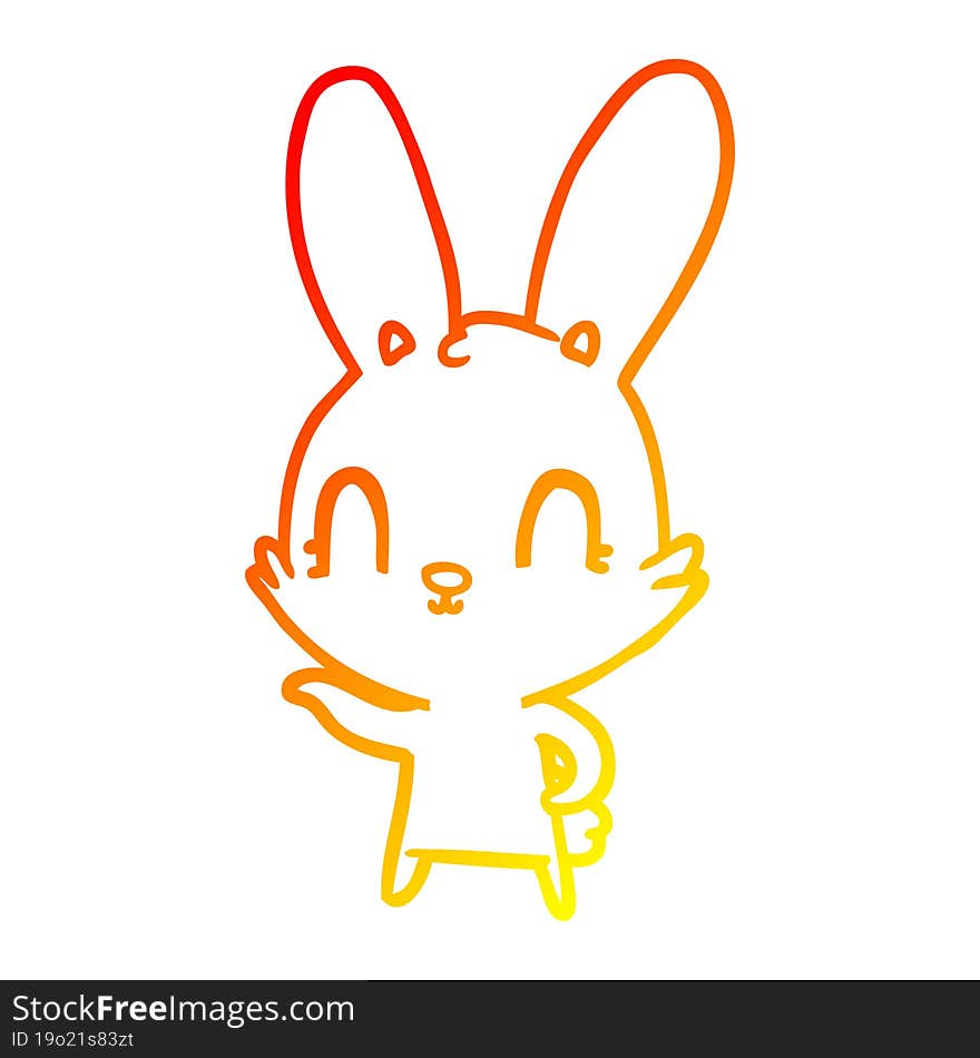 warm gradient line drawing cute cartoon rabbit