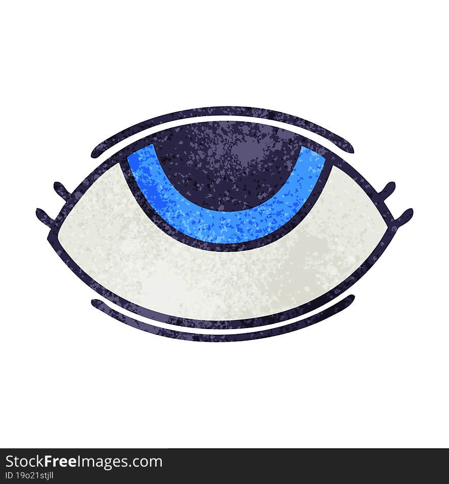 retro grunge texture cartoon of a eye looking up